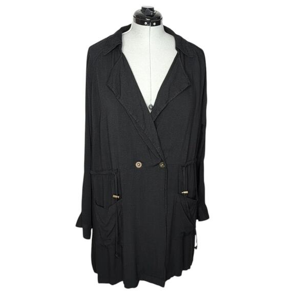 Cato Black Rayon Long Jacket, Women's Size 18/20W - Picture 1 of 7